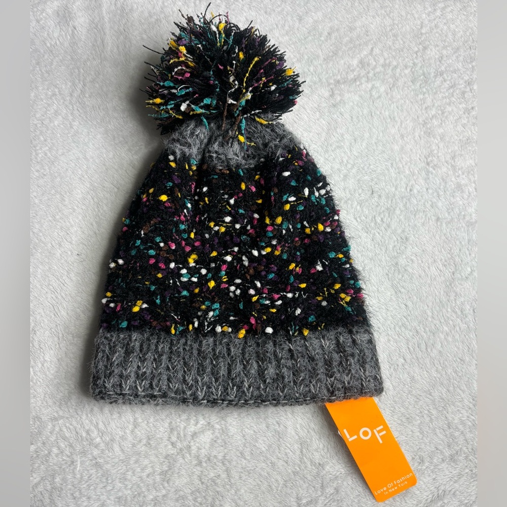 LOF Multicolor Knit Pom-Pom Beanie